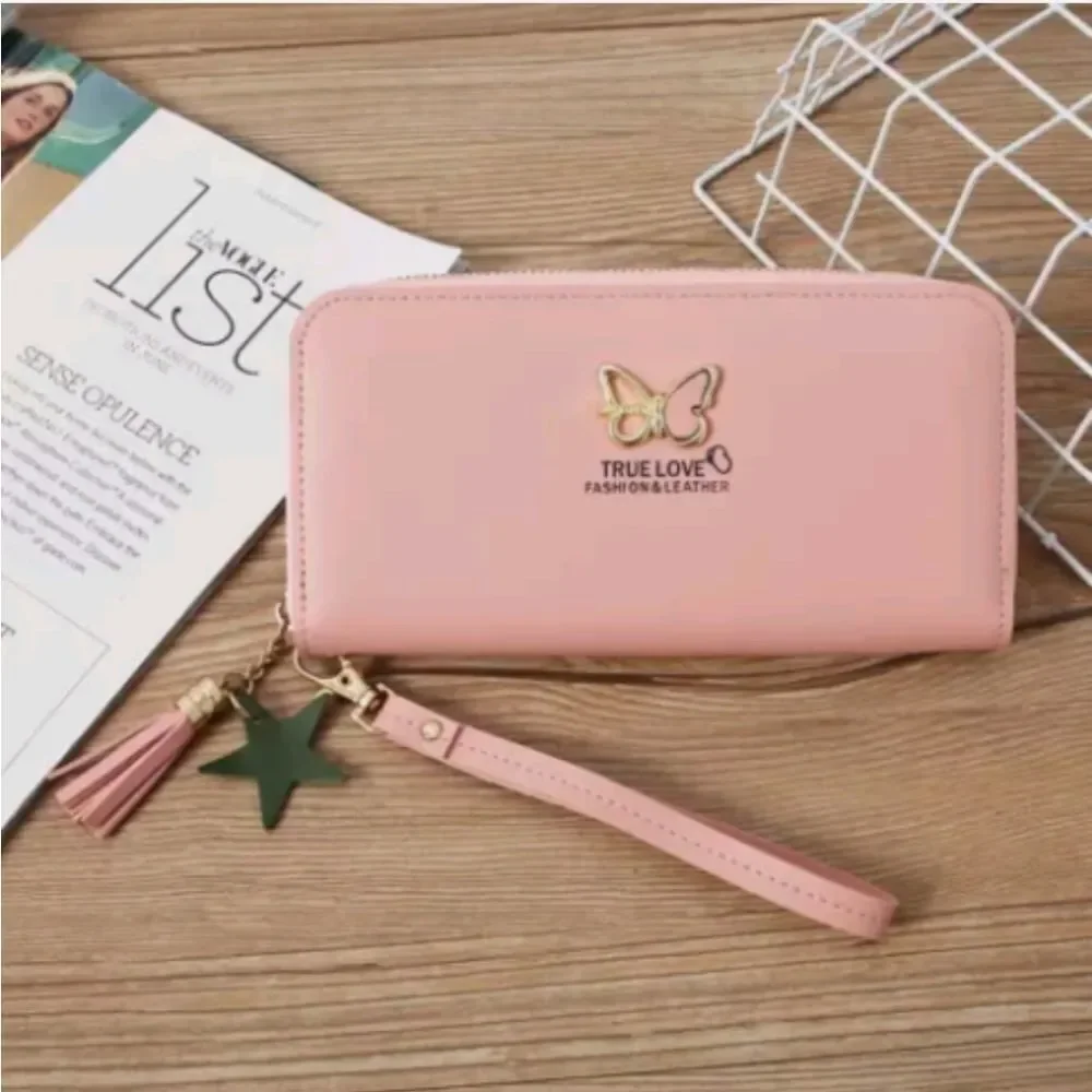 Cute Butterfly Wallet Women's Long Zip Clutch Wallet Large Capacity Card Holder